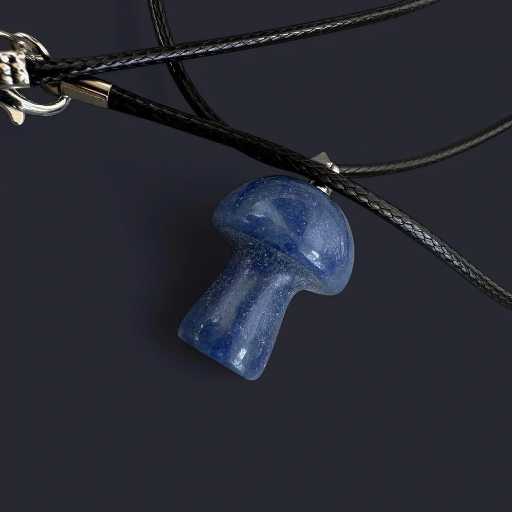 Blue Aventurine Mushroom Pendant Necklace